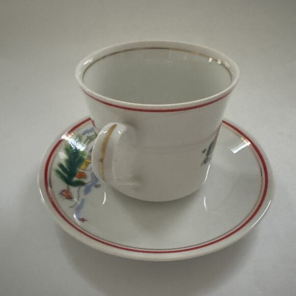 Vintage 4pc Set Salem China Christmas Eve Teacups and Saucers Holiday Dinnerware - Picture 4 of 10